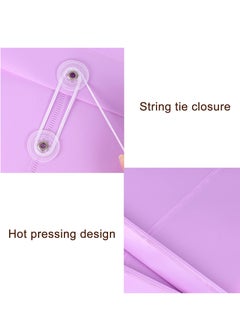 KASTWAVE A4 Folder, Plastic Expandable Envelope Document Bag with String Tie Closure , Large Capacity Information Bag for Home Office School 8pcs, 4 Colors  - Image 2