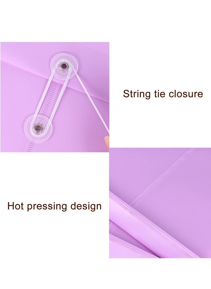 KASTWAVE - A4 Folder, Plastic Expandable Envelope Document Bag with String Tie Closure , Large Capacity Information Bag for Home Office School 8pcs, 4 Colors - Image 1