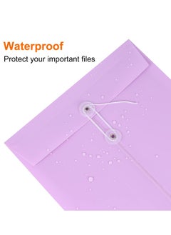KASTWAVE A4 Folder, Plastic Expandable Envelope Document Bag with String Tie Closure , Large Capacity Information Bag for Home Office School 8pcs, 4 Colors  - Image 3