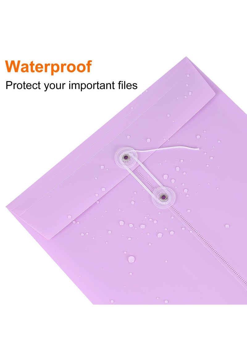KASTWAVE - A4 Folder, Plastic Expandable Envelope Document Bag with String Tie Closure , Large Capacity Information Bag for Home Office School 8pcs, 4 Colors - Image 1