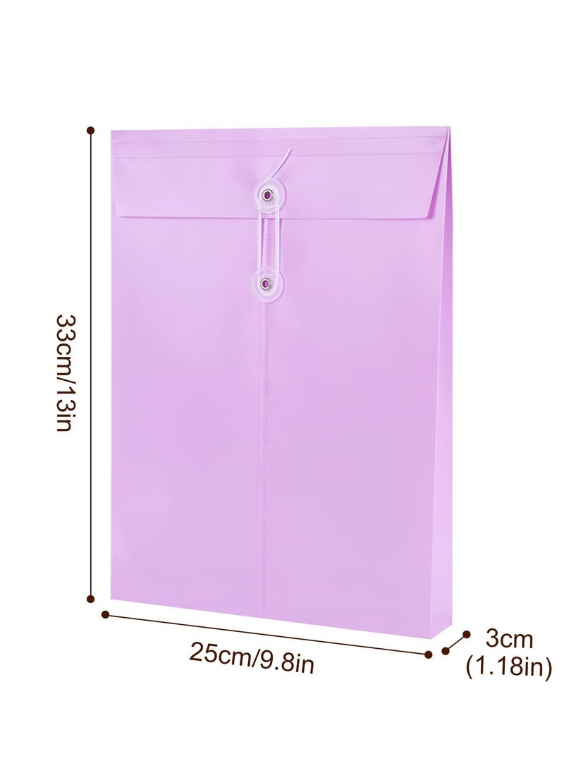 KASTWAVE - A4 Folder, Plastic Expandable Envelope Document Bag with String Tie Closure , Large Capacity Information Bag for Home Office School 8pcs, 4 Colors - Image 1