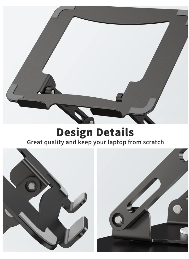 spa luxetique - Laptop Stand with 360° Rotating Base Ergonomic Computer Riser for Desk Adjustable Height Multi-Angle Foldable Laptop Mount Stable Metal Holder Support for 10-15.6" Notebook PC - Image 1