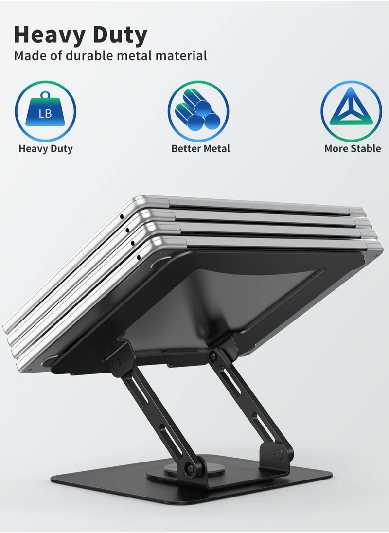 spa luxetique Laptop Stand with 360° Rotating Base Ergonomic Computer Riser for Desk Adjustable Height Multi-Angle Foldable Laptop Mount Stable Metal Holder Support for 10-15.6" Notebook PC  - Image 5