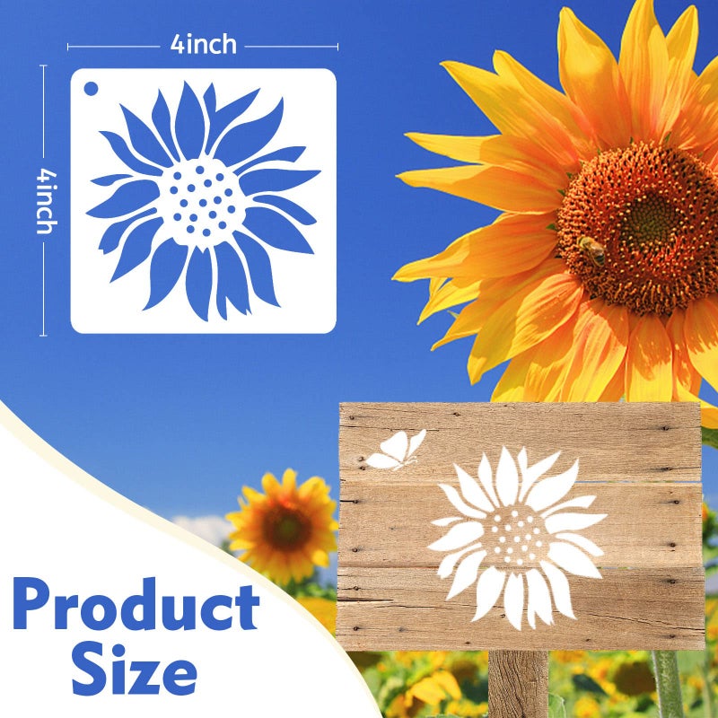 CH HAICHENG 50 PCS Flower Painting Stencils Reusable Flower Stencils for Painting on Wood Rocks Canvas Fabric Glass Pottery 4x4 Inch - Image 2