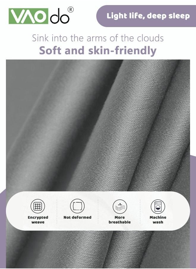 2PCS Cotton Pillowcase Skin-friendly Soft Breathable Solid Color Pillowcase (Large 48*72CM Grey)