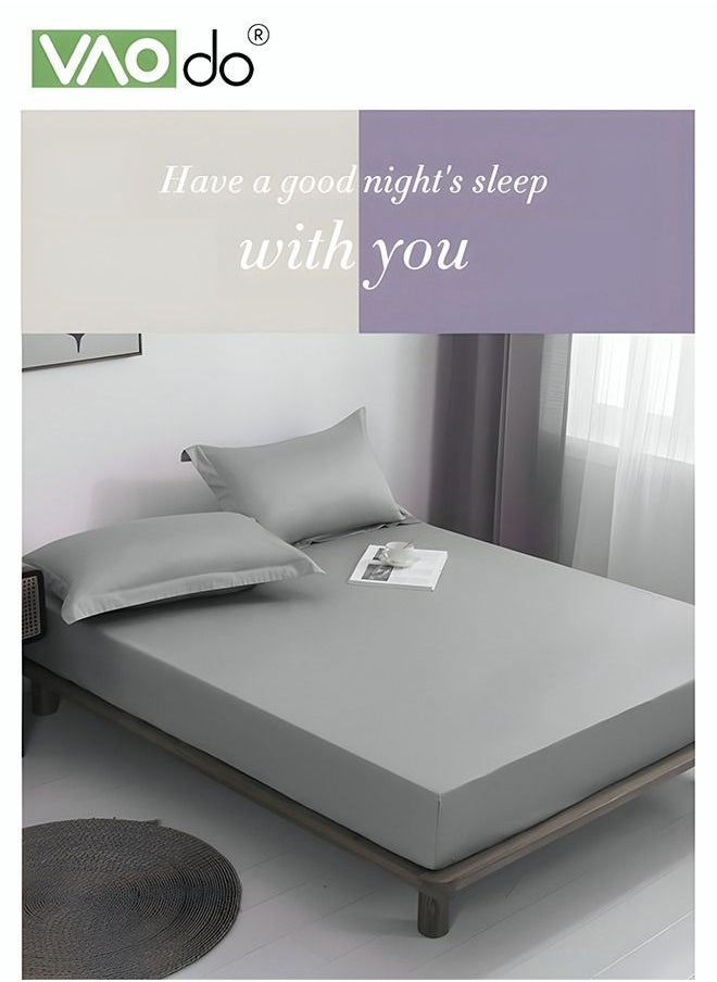 2PCS Cotton Pillowcase Skin-friendly Soft Breathable Solid Color Pillowcase (Large 48*72CM Grey)
