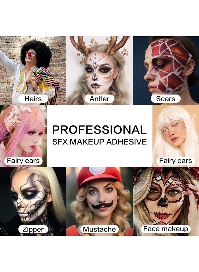 BOBISUKA Spirit Gum Adhesive and Remover Kit - 5ml Spirit Gum & 30ml SFX Makeup Adhesive Remover, Professional Prosthetic Make Up Glue for Halloween, Stage, Cosplay, Special FX (0.17oz + 1.01 oz) - Image 4