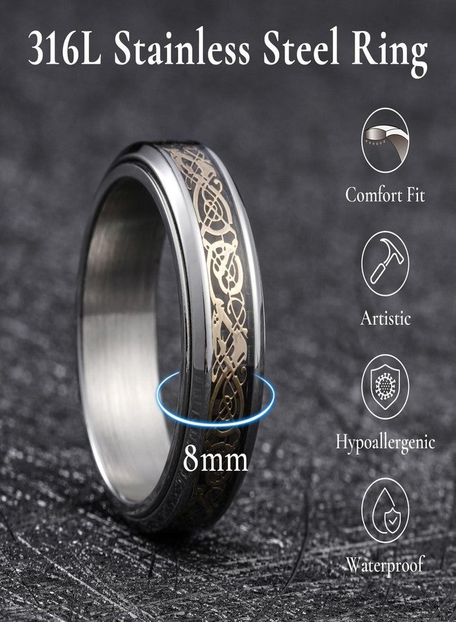 King Will 316L Stainless Steel Spinner Rings-8mm Celtic Knot Fidget Ring Stress Relieving Anxiety Ring Comfort Fit Size 9 - Image 2