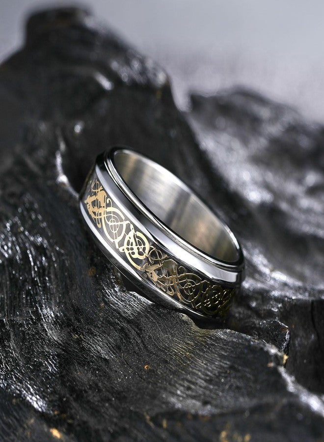 King Will 316L Stainless Steel Spinner Rings-8mm Celtic Knot Fidget Ring Stress Relieving Anxiety Ring Comfort Fit Size 9 - Image 3