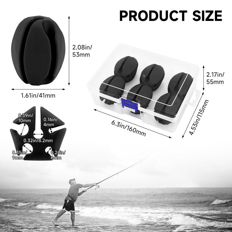 SAN LIKE Fishing Rod Fixed Balls Rod Racks 6PCS Portable Rubber Fishing Pole Puller Fishing Rod Protector Rod Pulling Tool, Nice Fishing Gifts for Fishing Enthusiasts Men Women, Black - Image 4