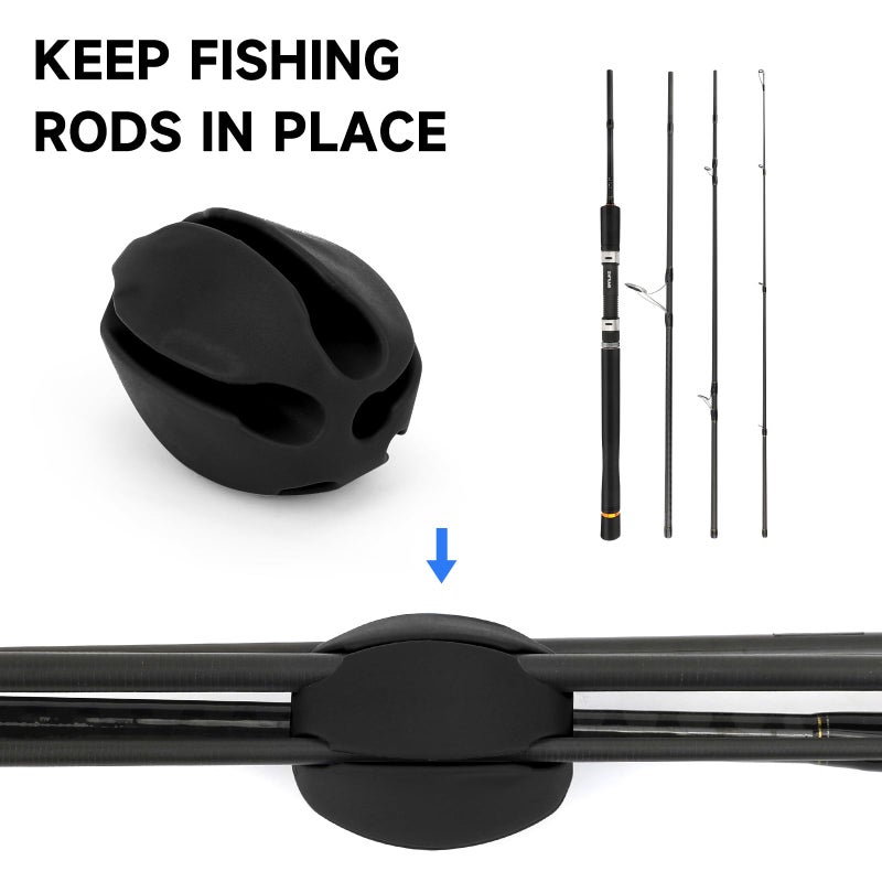 SAN LIKE Fishing Rod Fixed Balls Rod Racks 6PCS Portable Rubber Fishing Pole Puller Fishing Rod Protector Rod Pulling Tool, Nice Fishing Gifts for Fishing Enthusiasts Men Women, Black - Image 2