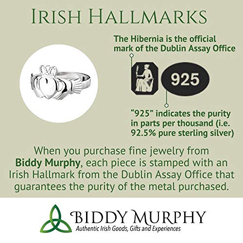 Biddy Murphy Made in ireland Irish Claddagh Ring for Women 925 Sterling Silver with Braided Band, Traditional Friendship Ring, Love, Marriage, Engagement, Size 8.5 - Image 4