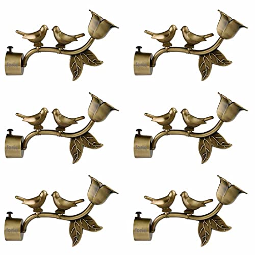 FERIO Premium New Look Love Birds Alloy Zinc Antique Brass Curtain Finials Only Without Bracket (Antique Brass, 6 Pcs) - Image 1