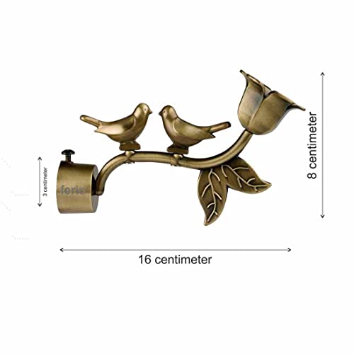 FERIO Premium New Look Love Birds Alloy Zinc Antique Brass Curtain Finials Only Without Bracket (Antique Brass, 6 Pcs) - Image 2