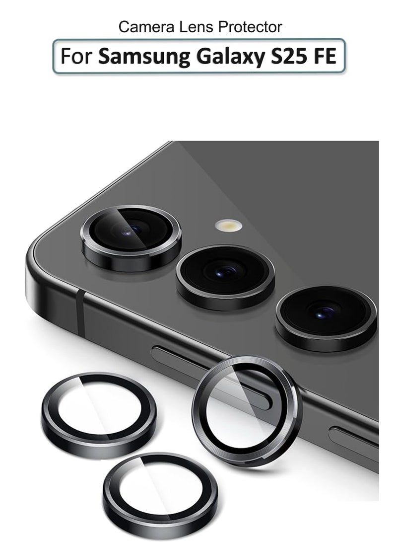 For Samsung Galaxy S25 FE Back Camera Lens Glass Protector / Lens Shield / Scratch-Resistant Camera Glass Protector - Black - Image 1