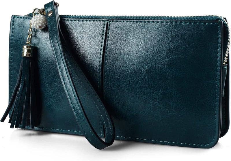 befen Genuine Leather Wristlet Clutch for Women Ultra-Slim Ladies Credit Card Holder Wallet Purses with RFID Protection - Image 1