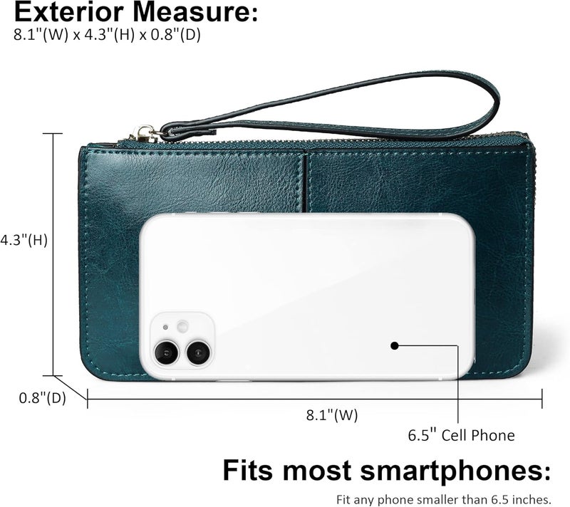 befen Genuine Leather Wristlet Clutch for Women Ultra-Slim Ladies Credit Card Holder Wallet Purses with RFID Protection - Image 4