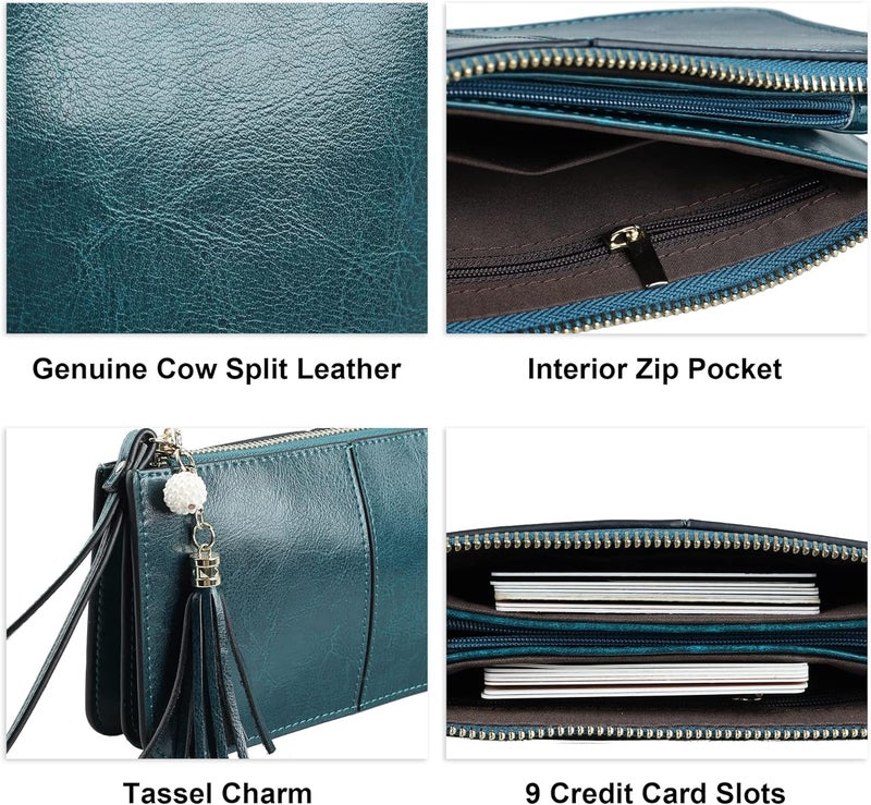 befen Genuine Leather Wristlet Clutch for Women Ultra-Slim Ladies Credit Card Holder Wallet Purses with RFID Protection - Image 5