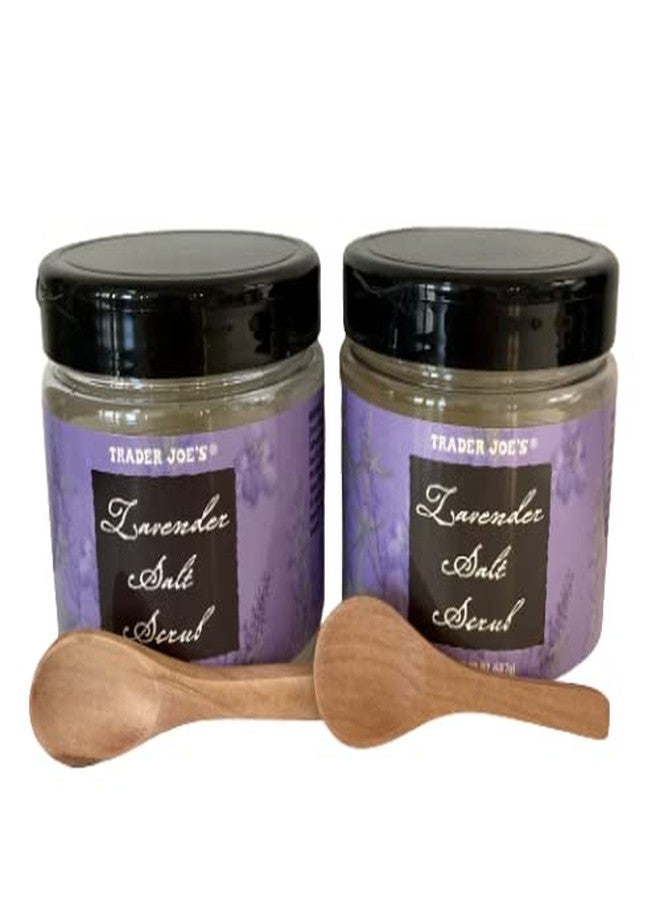 Trader Joe's Lavender Salt Scrub (20 oz Jar) 2-Pack Bundled with a Set of 2 Cosmetic-grade Natural Wooden spoons - Image 1