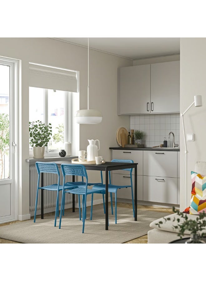 Selecto Hub Dining Table and 4 Chairs, Sturdy Metal Frame Durable Tabletop, Black/blue 110 x 67 cm - Image 2