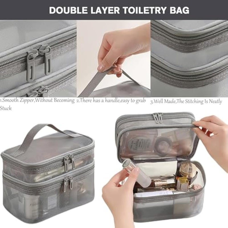 Breathable Mesh Visual Cosmetic Bag, Multifunctional Large Digital Bag, Travel Storage Bag for Lipstick Eyebrow Pencil, Logo Can Be Printed(White) - Image 5