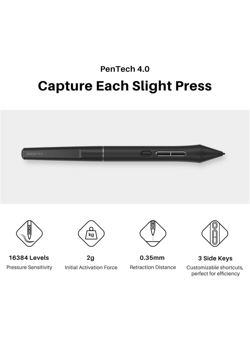 HUION Kamvas 13 (Gen 3) 2024 Drawing Tablet with Screen, 13.3" Full-Laminated Display, Anti-Sparkle Canvas Glass, 99% sRGB, PenTech 4.0, 16,384 Pressure Levels, Dual Dials - Black  - Image 4