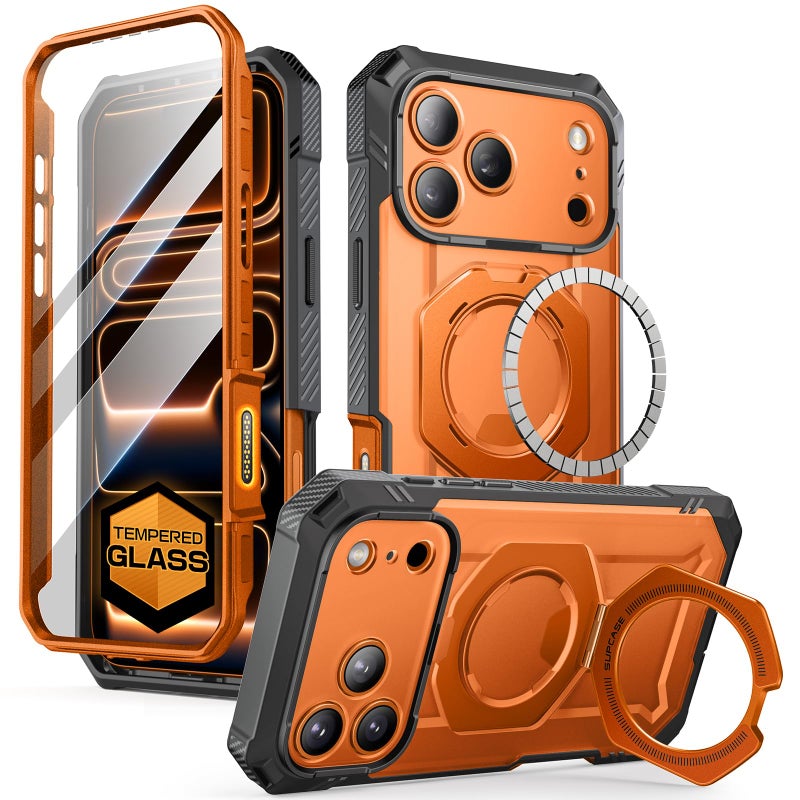 SUPCASE for iPhone 17 Pro Case with Tempered Glass Screen Protector UBGrip Pro Camera Control Cover Compatible with MagSafe Builtin Kickstand FullBody Heavy Duty Magnetic Phone Case Coral - Image 2