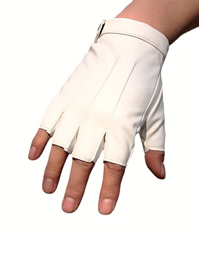 قفازات ركوب الخيل من جلد البولي يوريثان بنصف إصبع رقيق مفتوح الإصبع - Image 3