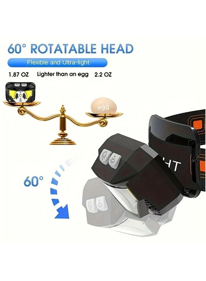 Rechargeable LED Headlamp With Motion Sensor Red Light 8 Modes IP65 Black - Image 3