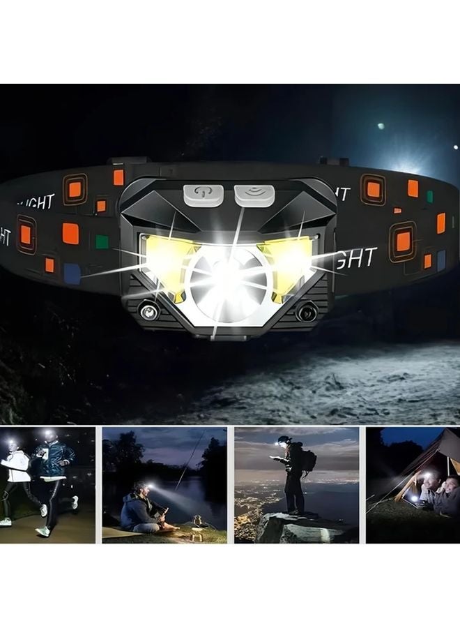 Rechargeable LED Headlamp With Motion Sensor Red Light 8 Modes IP65 Black - Image 2