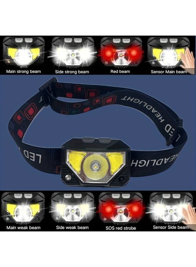 Rechargeable LED Headlamp With Motion Sensor Red Light 8 Modes IP65 Black - Image 5