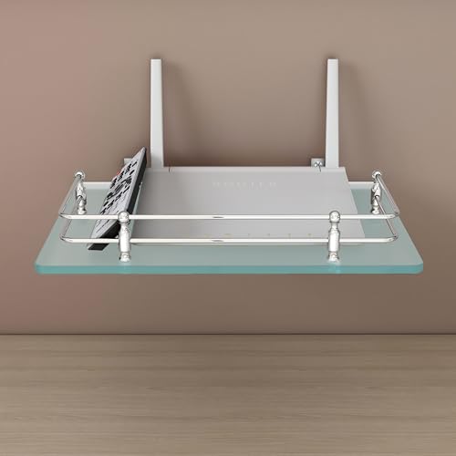 FORTUNE Multipurpose Glass Setup Box Shelf/TV Setup Box Stand/Set Top Box Stand/WiFi Router Stand with Heavy Wall Mount Brackets -12 X 9 INCH (Frosted) - Image 3