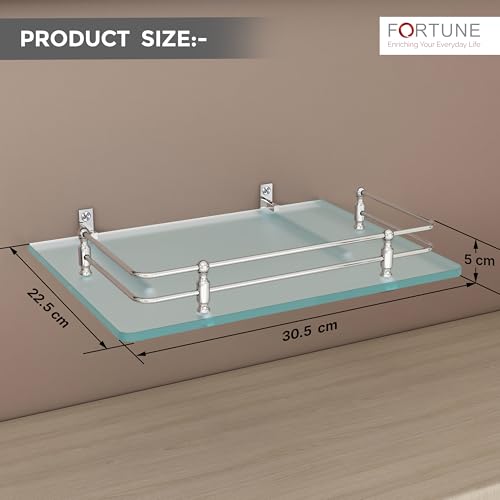 FORTUNE Multipurpose Glass Setup Box Shelf/TV Setup Box Stand/Set Top Box Stand/WiFi Router Stand with Heavy Wall Mount Brackets -12 X 9 INCH (Frosted) - Image 2