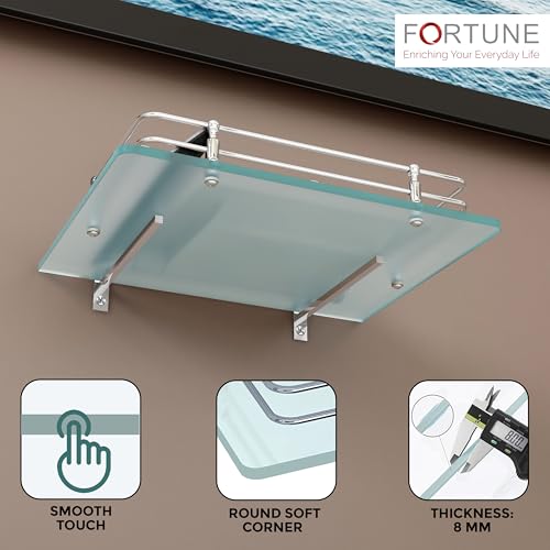 FORTUNE Multipurpose Glass Setup Box Shelf/TV Setup Box Stand/Set Top Box Stand/WiFi Router Stand with Heavy Wall Mount Brackets -12 X 9 INCH (Frosted) - Image 5