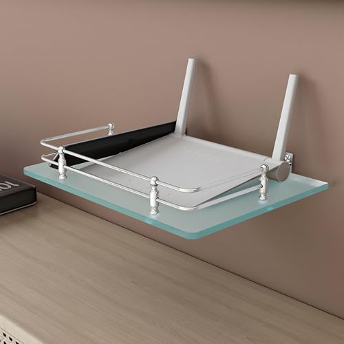 FORTUNE Multipurpose Glass Setup Box Shelf/TV Setup Box Stand/Set Top Box Stand/WiFi Router Stand with Heavy Wall Mount Brackets -12 X 9 INCH (Frosted) - Image 4