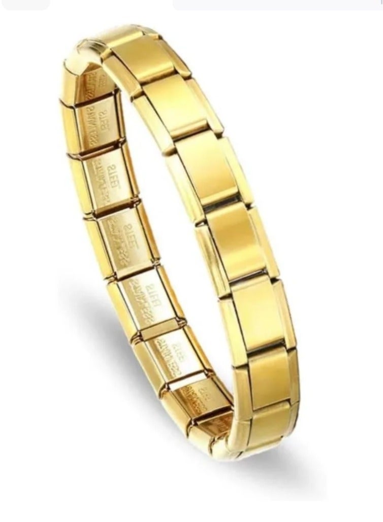 لاكجيريا سوار مرن ذهبي من الفولاذ المقاوم للصدأ - هدية مثالية لعيد الحب للرجال والنساء - Image 1