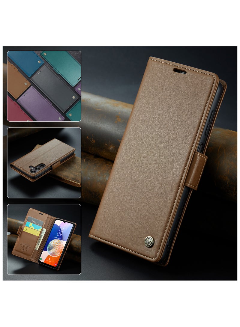 Leather protective cover compatible with Samsung Galaxy A54 5G, Brown - Image 4