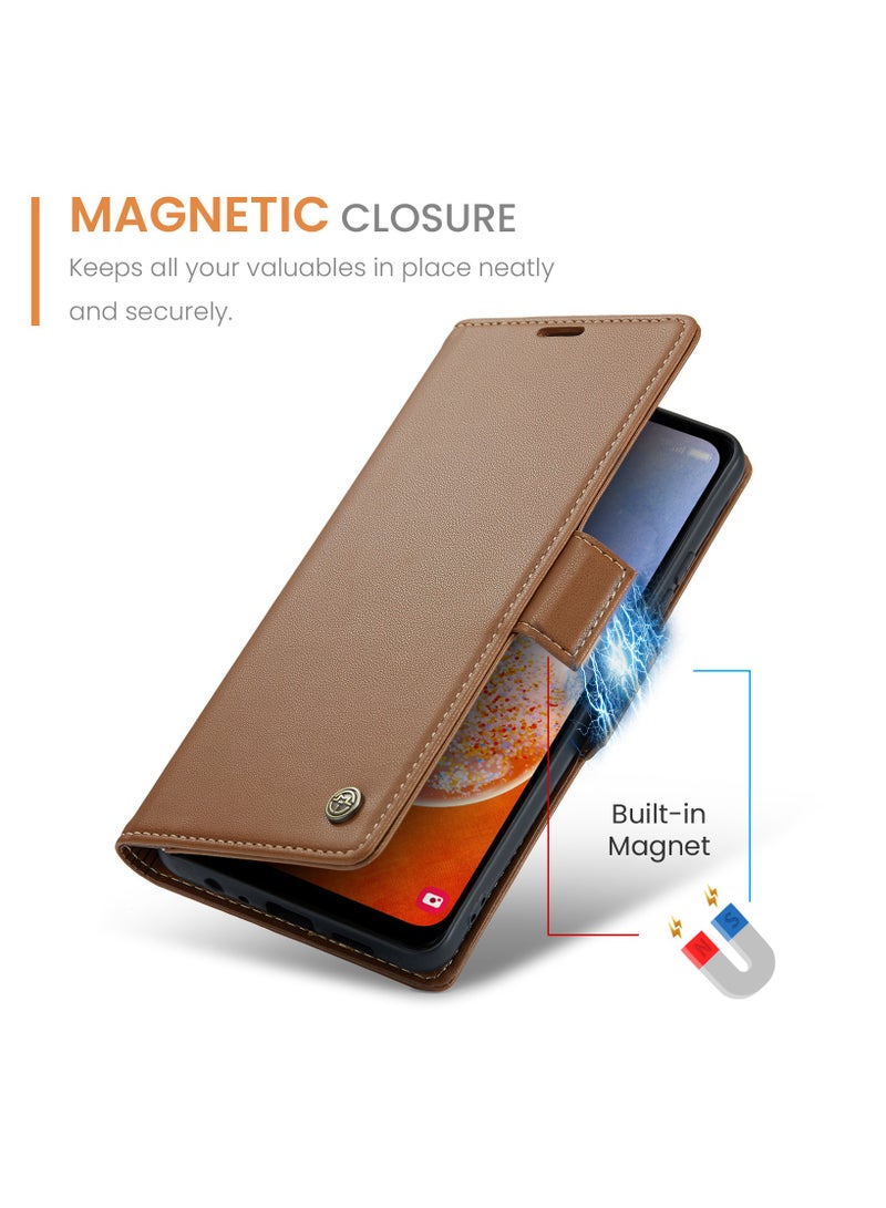 Leather protective cover compatible with Samsung Galaxy A54 5G, Brown - Image 3