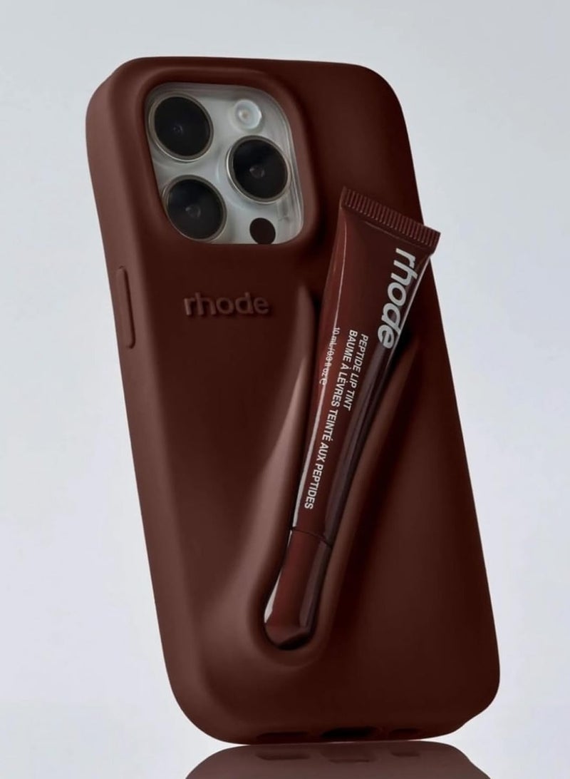 rhode iPhone 11 / XR  Silicone Case Lip Holder for Cell Phone, Lip Gloss Adhesive Sleeve for Phone, Lip Holder Stick-on Phone Case, Back Stick On Holder for iPhone Phones (BROWN)  - Image 1