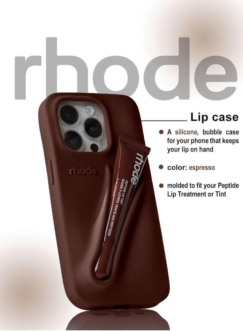 rhode iPhone 11 / XR  Silicone Case Lip Holder for Cell Phone, Lip Gloss Adhesive Sleeve for Phone, Lip Holder Stick-on Phone Case, Back Stick On Holder for iPhone Phones (BROWN)  - Image 3