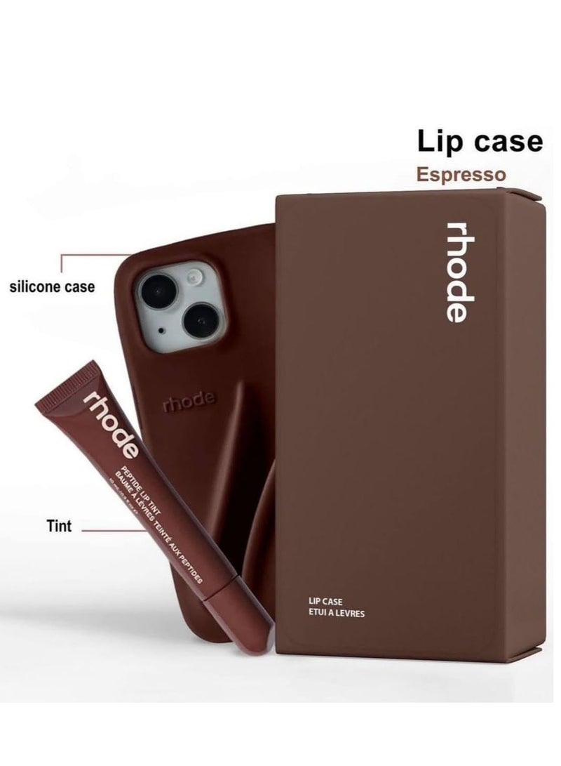 rhode iPhone 11 / XR  Silicone Case Lip Holder for Cell Phone, Lip Gloss Adhesive Sleeve for Phone, Lip Holder Stick-on Phone Case, Back Stick On Holder for iPhone Phones (BROWN)  - Image 4