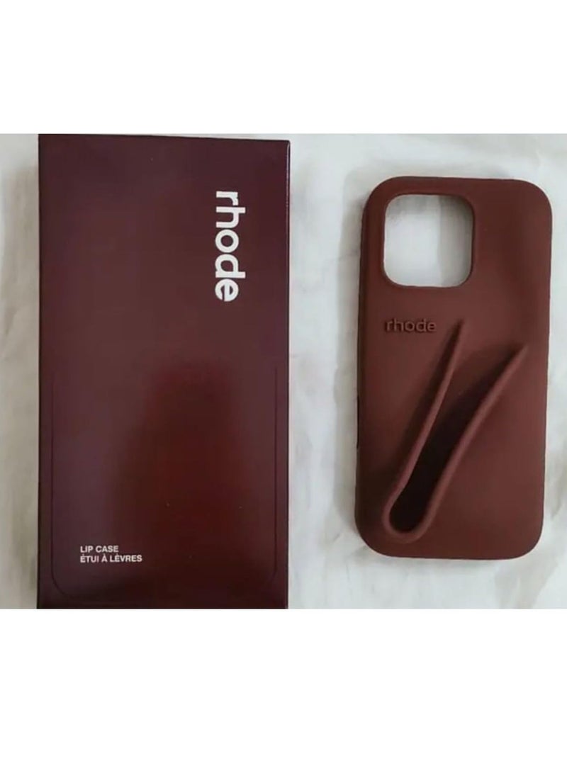 rhode iPhone 11 / XR  Silicone Case Lip Holder for Cell Phone, Lip Gloss Adhesive Sleeve for Phone, Lip Holder Stick-on Phone Case, Back Stick On Holder for iPhone Phones (BROWN)  - Image 5
