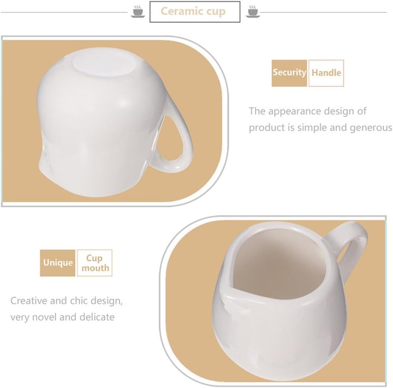 4 Pcs Mini Ceramic Creamer Pitchers with Handle Small Porcelain Sauce and Milk Dispensers Versatile Kitchen Containers for Tea Salad Condiment Use in House and Restaurant - Image 5