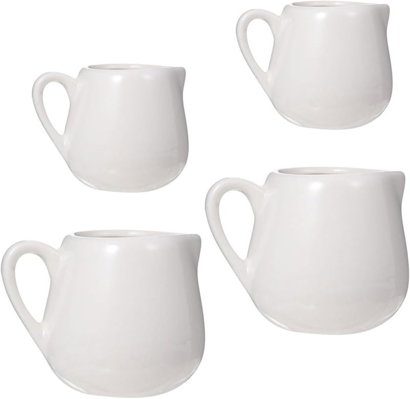 4 Pcs Mini Ceramic Creamer Pitchers with Handle Small Porcelain Sauce and Milk Dispensers Versatile Kitchen Containers for Tea Salad Condiment Use in House and Restaurant - Image 1