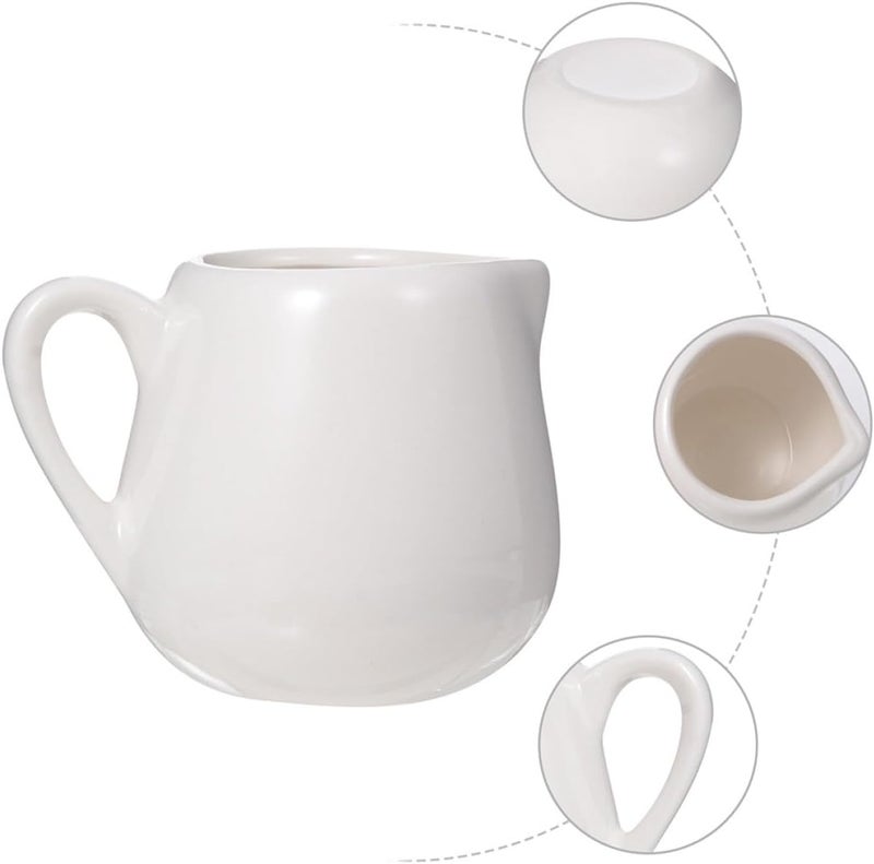 4 Pcs Mini Ceramic Creamer Pitchers with Handle Small Porcelain Sauce and Milk Dispensers Versatile Kitchen Containers for Tea Salad Condiment Use in House and Restaurant - Image 4