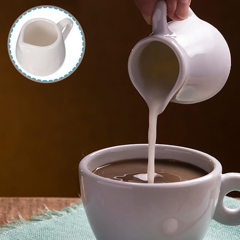 4 Pcs Mini Ceramic Creamer Pitchers with Handle Small Porcelain Sauce and Milk Dispensers Versatile Kitchen Containers for Tea Salad Condiment Use in House and Restaurant - Image 3