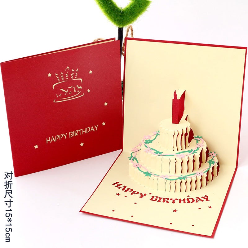 Birthday Greeting Card 3D Creative Card Handmade Hollow Paper Cake Birthday Blessing Gift Factory - Image 1