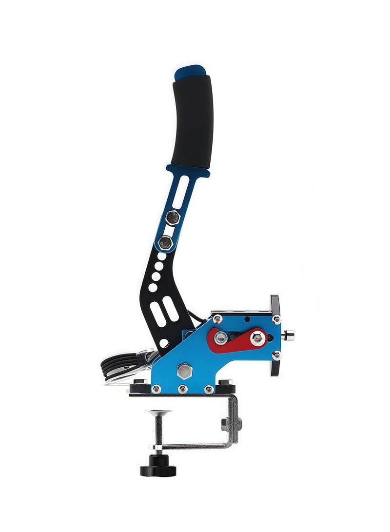 FlashHawk PC USB Handbrake, 16Bit Racing Games Simulate Handbrake for Logitech G27 G29 G920 G923 T248 T500 T300 PXN V10 (PC System Only), 2M Nylon Cable/Reinforced Spring + Clamp - Blue - Image 1