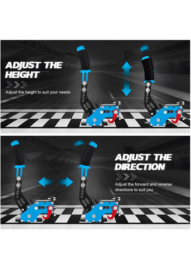 FlashHawk PC USB Handbrake, 16Bit Racing Games Simulate Handbrake for Logitech G27 G29 G920 G923 T248 T500 T300 PXN V10 (PC System Only), 2M Nylon Cable/Reinforced Spring + Clamp - Blue - Image 4