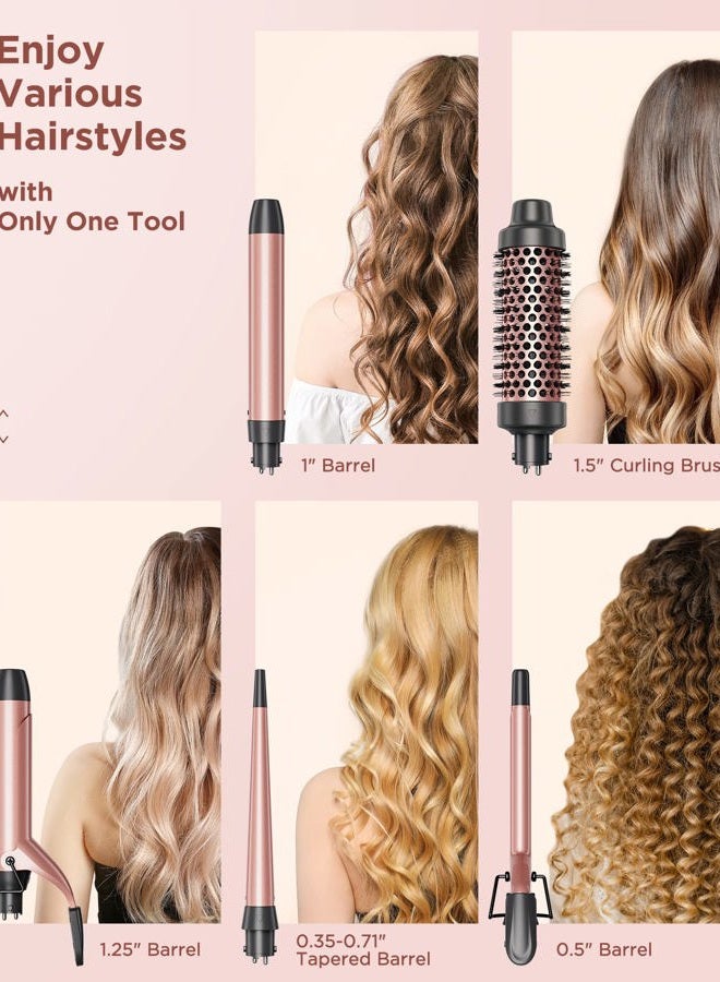 Wavytalk 5 in 1 Curling Iron Set with Curling Brush and 4 Interchangeable Ceramic Curling Wand (0.35"-1.25”), Wand Curling Iron Instant Heat Up, Dual Voltage Hair Curler Model: JDL-320N1 - Image 3